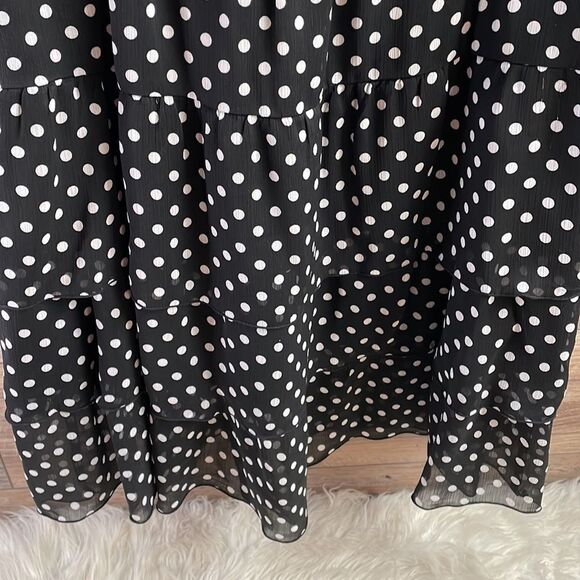Notations Womens Polka Dot Tiered Layer Ruffle Skirt Petite Medium Black White - Picture 6 of 8
